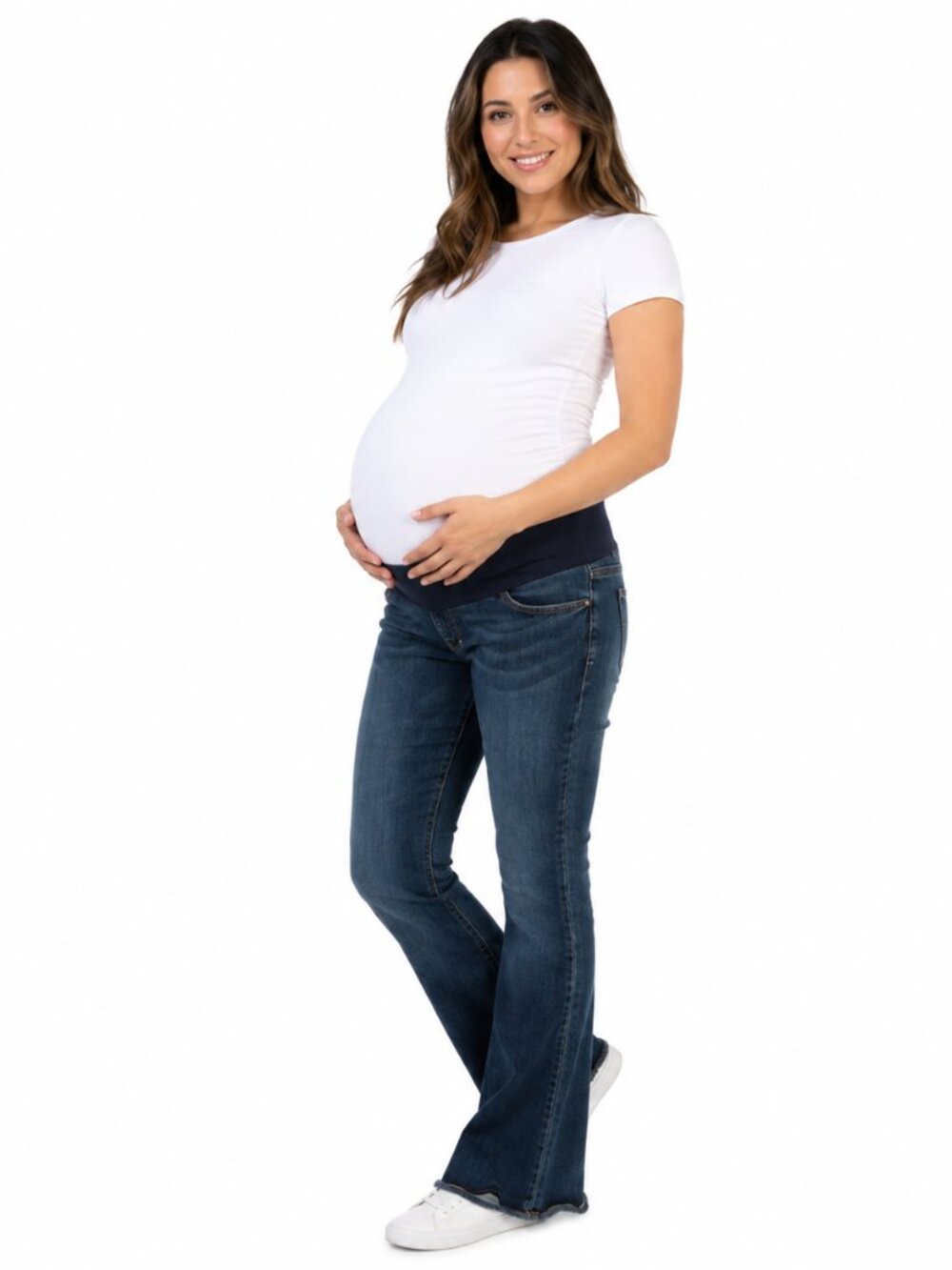 2/$30 GAP Maternity Dark Wash Flare Bootcut Jeans Stretch Belly Panel Sz 10R